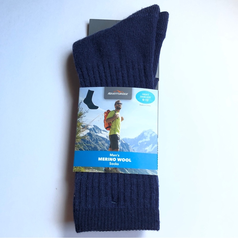 3/$15 NEW MERINO WOOL Socks Hiking Work Leisure Blue For Shoe Size 6 - 12 Men’s